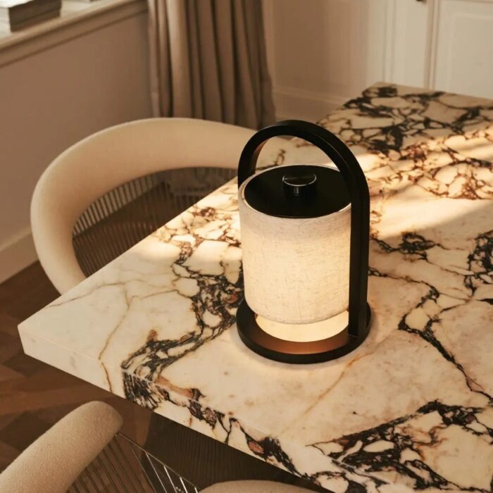 Lampă reîncărcabilă River din lemn, negru - imagine 13