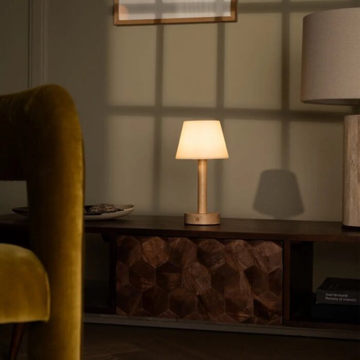 Lampă reîncărcabilă Zoë din lemn, maro deschis - imagine 11