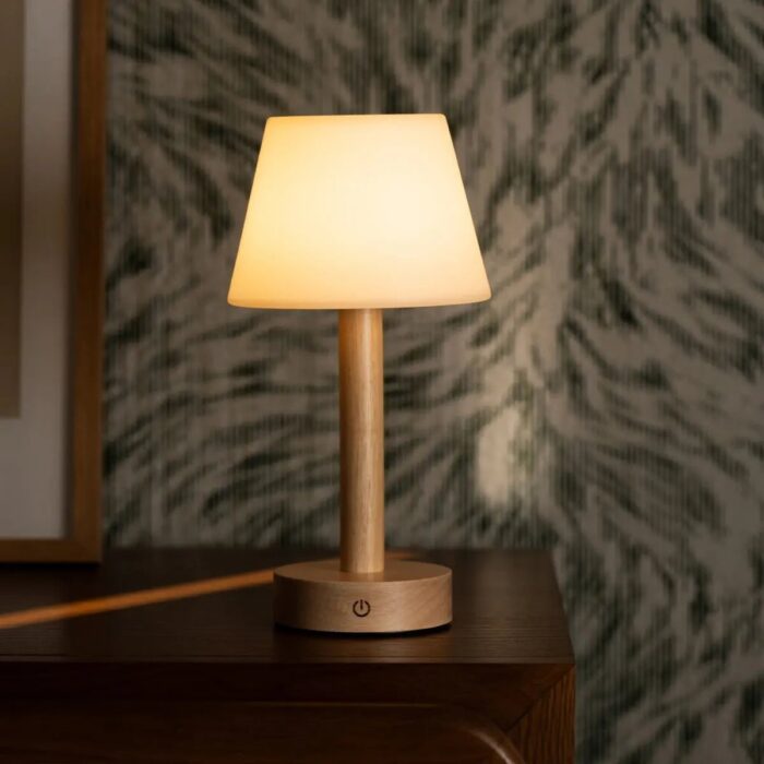 Lampă reîncărcabilă Zoë din lemn, maro deschis - imagine 9