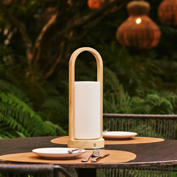 Lampă reîncărcabilă Evie din lemn, maro deschis - imagine 6