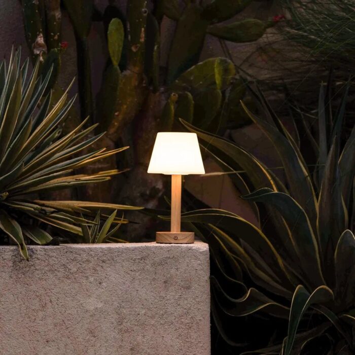 Lampă reîncărcabilă Zoë din lemn, maro deschis - imagine 2