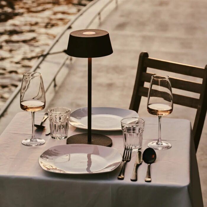 Lampă de masă reîncărcabilă Hugo, maro mocha - imagine 3