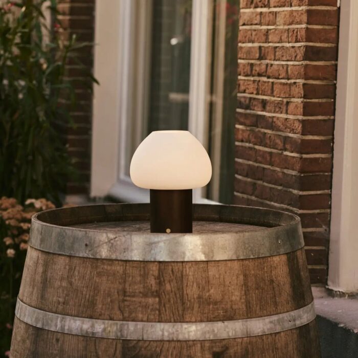 Lampă reîncărcabilă Fynn din lemn, maro închis - imagine 12