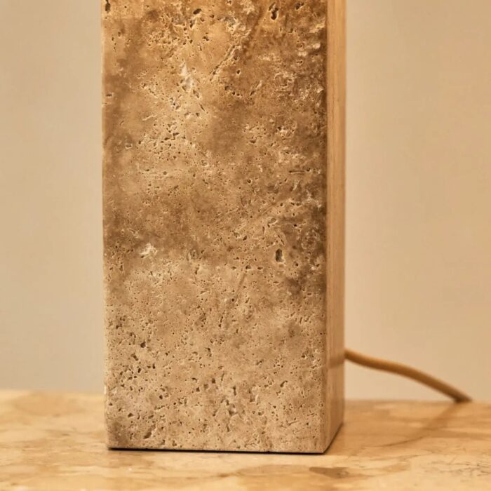 Lampă Rosie din travertin cu abajur din bumbac - imagine 7