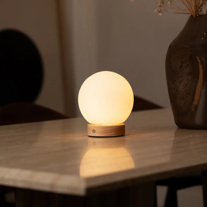 Lampă Flore din Lemn Maro Deschis | Reîncărcabilă, Dimabilă și fără Fir - imagine 9