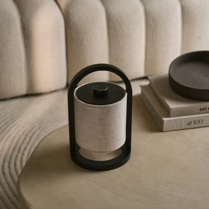 Lampă reîncărcabilă River din lemn, negru - imagine 9