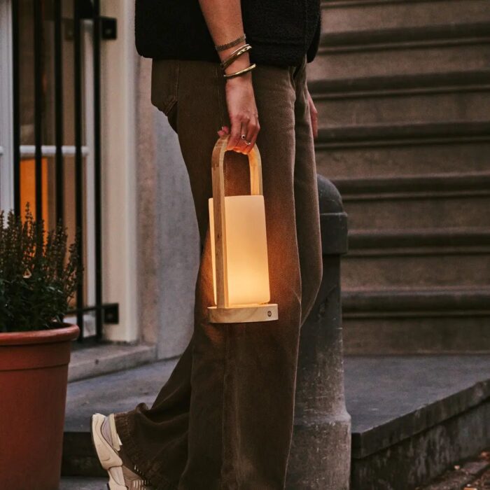 Lampă reîncărcabilă Evie din lemn, maro deschis - imagine 4