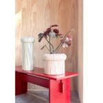 Vază Aki cu Dungi, Verde Închis, Ceramică Pictată Manual - imagine 4