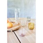 Set 2 Pahare Mizu cu Dungi Colorate, Suflate Manual - imagine 2