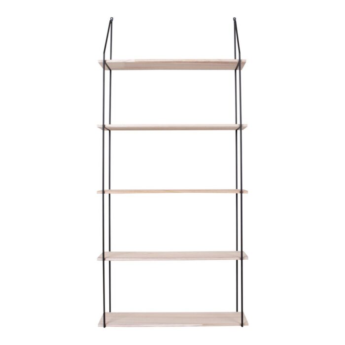 Etajeră Eindhoven - Contrast Modern între Metal Negru și Lemn Natural - imagine 3