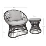 Set Lounge Natal - Mobilier Rattan Gri cu Perne pentru Terasă și Grădină - imagine 2