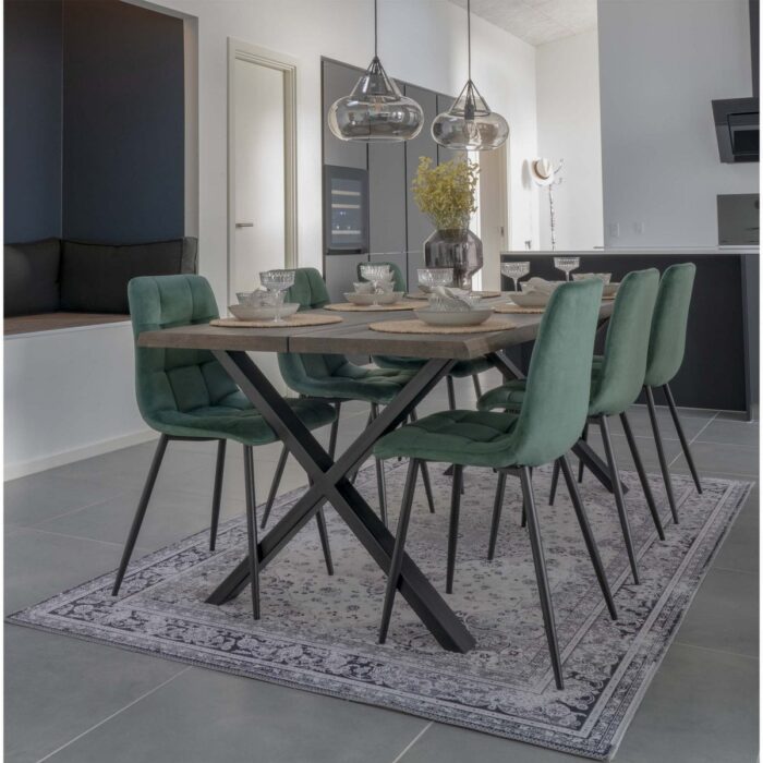 Set 2 Scaune Dining Middelfart - Catifea Verde Închis, Design Modern - imagine 2