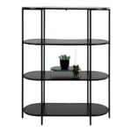 Etajeră Vita cu rafturi ovale - Design modern, negru, 85x36x111 cm