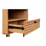 Noptieră Kyoto - Furnir stejar și picioare metalice negre, cu sertar - imagine 5