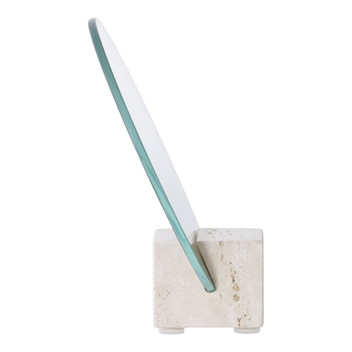 Oglindă de masă cu bază din travertin - design minimalist, Ø18 cm - imagine 4