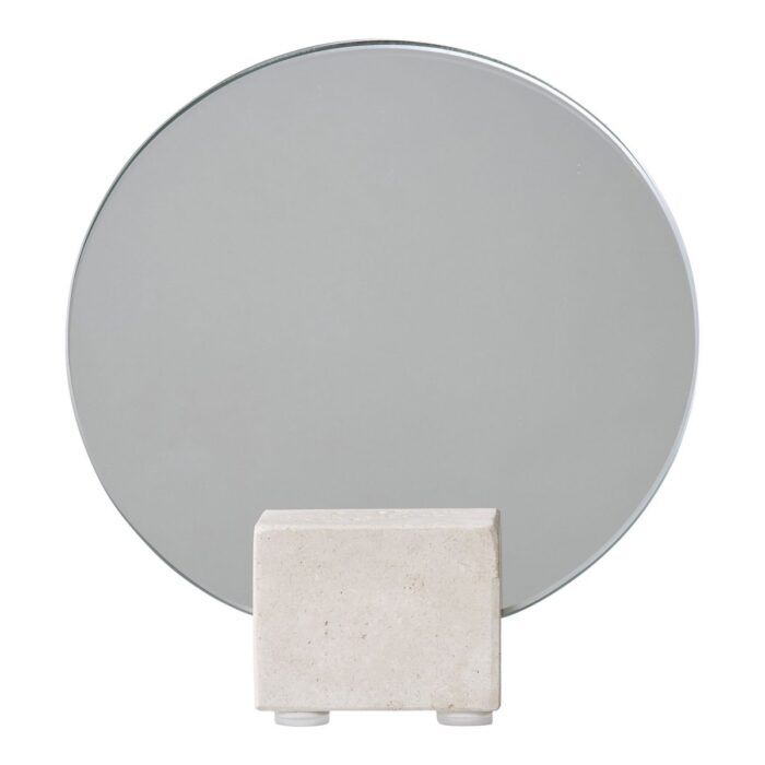 Oglindă de masă cu bază din travertin - design minimalist, Ø18 cm - imagine 3