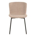 Set 2 Scaune Dining Maceda - Textură Bouclé Bej și Picioare Negre - imagine 3