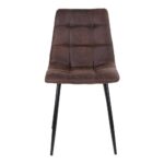 Set 2 Scaune Dining Middelfart - Microfibră Maro cu Picioare Metalice Negre - imagine 2