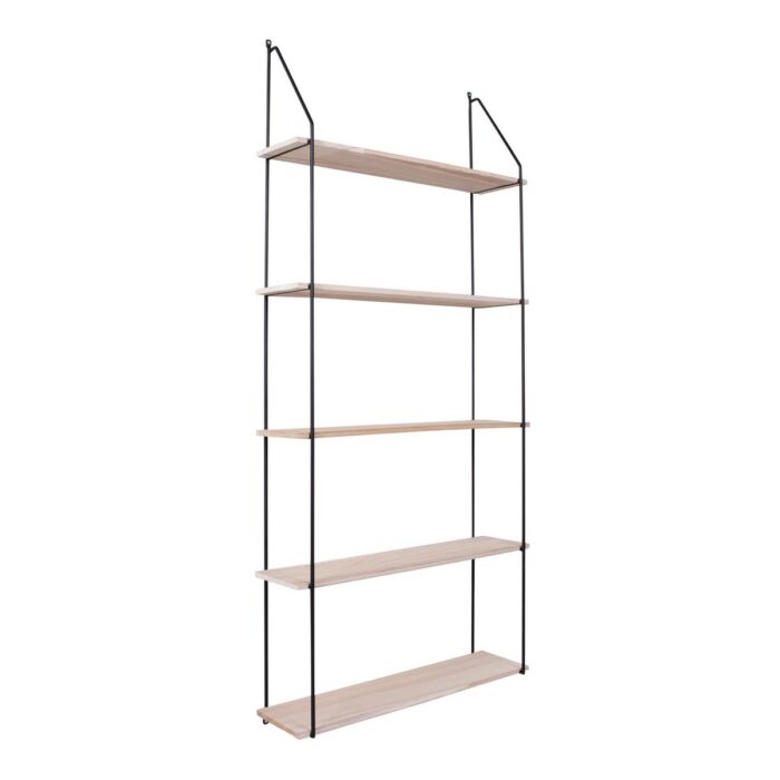 Etajeră Eindhoven - Contrast Modern între Metal Negru și Lemn Natural - imagine 4