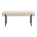 Bancă Swindon - Textură Bouclé Albă, Design Modern