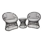 Set Lounge Natal - Mobilier Rattan Gri cu Perne pentru Terasă și Grădină