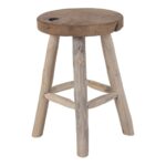 Taburet Badia din lemn de tec - Design rustic natural - imagine 3