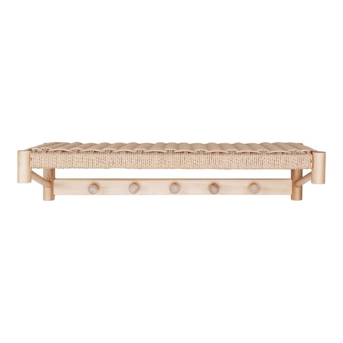 Cuier decorativ Abano din lemn de plop și șnur - Design nordic natural, 78 cm - imagine 2
