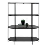 Etajeră Vita cu rafturi ovale - Design modern, negru, 85x36x111 cm - imagine 5