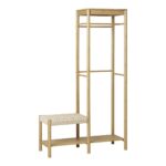 Cuier Ember din bambus cu bancă - Natural, 95x36x165 cm - imagine 2