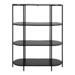 Etajeră Vita cu rafturi ovale - Design modern, negru, 85x36x111 cm - imagine 4