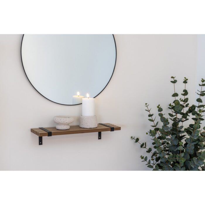 Raft de perete Luxor - Lemn Natural și Metal Negru, 50 cm - imagine 2