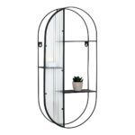 Etajeră Newcastle - Elegantă din sticlă și oțel negru cu 3 rafturi - imagine 4