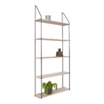 Etajeră Eindhoven - Contrast Modern între Metal Negru și Lemn Natural