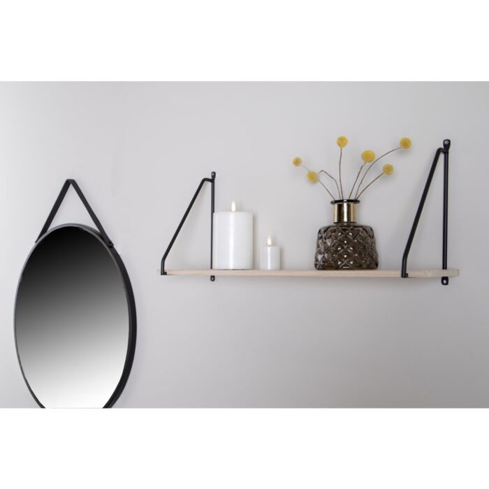 Etajeră Arnhem - Lemn Natural și Metal Negru, Design Scandinav - imagine 2