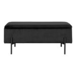 Bancă Tapițată Watford cu Spațiu de Depozitare - Catifea Neagră